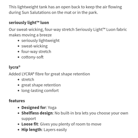 LULULEMON Salute the Sun Singlet II - Picture 8 of 8